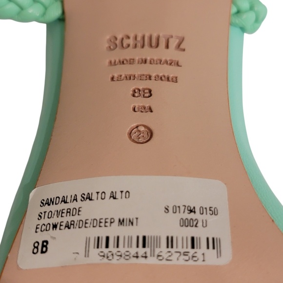 Schultz Jada Ankle Tie High Heel Sandals Women's Size 8B Deep Mint Braided - Picture 10 of 11